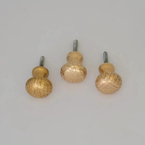 Gold Plated Shell Cabinet Knob Vintage Geometric Drawer Pull For Dresser Kitchen Furniture, three unique knobs on a white background.