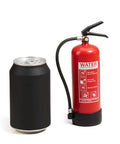 Rad Miniature Resin Fire Extinguisher 1/4 Scale Replica next to black can, ideal for arcade dioramas and shelf setups.