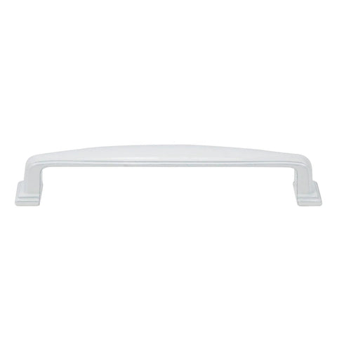 Front view of a single piece from the Six Piece Aluminum Alloy White Cabinet Drawer Pull Set With Screws, showcasing its modern design.
