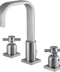 8 Inch Widespread Bathroom Faucet With Pop Up Drain In Brushed Nickel, Durable Brass And Zinc Alloy Build, Ceramic Disc Cartridge