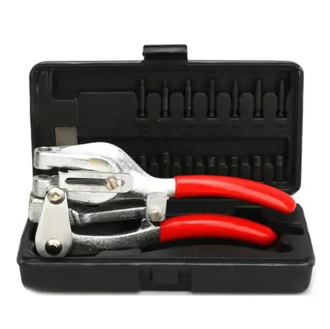 Heavy Duty Sheet Metal Hole Punch Kit Hand Held Power Punch Set 3/32 Inch To 9/32 Inch in case, chrome vanadium steel