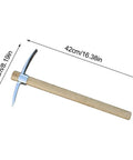 Stainless Steel Garden Hoe Pick With Double Headed Pickaxe 2 In 1 Multipurpose Mattock Hoe with ergonomic handle dimensions shown