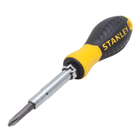 6 Way Screwdriver Set With Space Saving Design And Chrome Plated Bar For Corrosion Resistance Ergonomic Handle For Comfort And Reduced Strain.