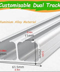 Concealed Soft Close Barn Door Hardware Kit With Double Hanging Tracks Adjustable Ceiling And Wall Mount Ideal For Double Doors Durable 2mm Aluminum Waterproof Rails No Fuss Install And Smooth Quiet Glide dual track detail.