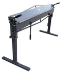 72 Inch Sheet Metal Brake For 22 Gauge Mild Steel shown with adjustable stand, heavy duty metal bender 0 to 120 degrees capacity