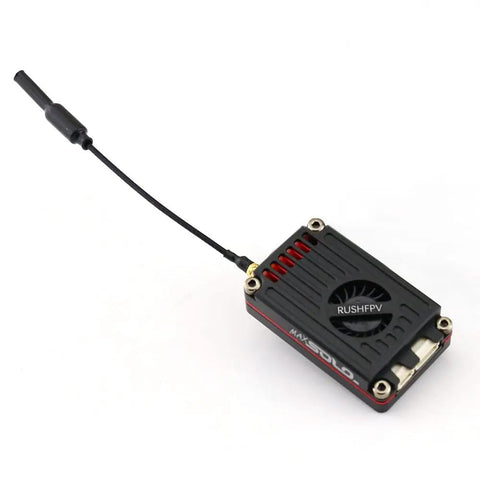Beefy Two Point Five Watt FPV Transmitter Five Point Eight GHz Long Range For RC Drones with CNC shell and antenna.