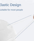 Elastic strap of Premium KN95 Face Masks 50 Pack for Adults, showing stretchable design for comfortable fit and protection GB2626 2019 certified.