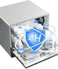 Killer 220V Countertop Dishwasher Dries And Cleans Four Place Settings Fast With Energy Saving Cycle Draws Only 950 Watts To Slash Utility Costs, compact design with clear glass door.