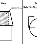 Diagram showing dimensions of bung and tubing for Heavy Duty 3/4 Inch Chromoly Rod End Link Kit Featuring Rock Solid Misalignment Spacers.