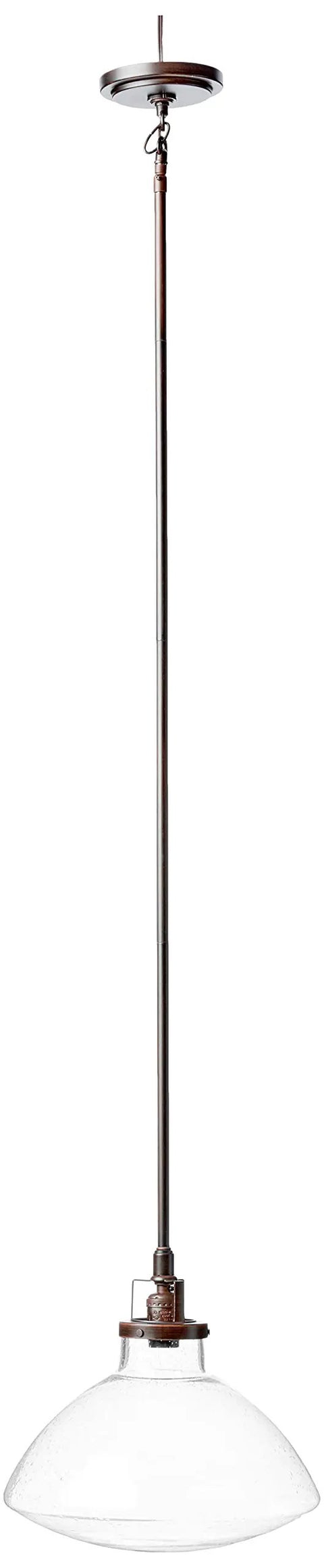 One Light Pendant Hanging Light Modern Fixture in Brushed Nickel Finish with Glass Shade for Dining Room Foyer or Study