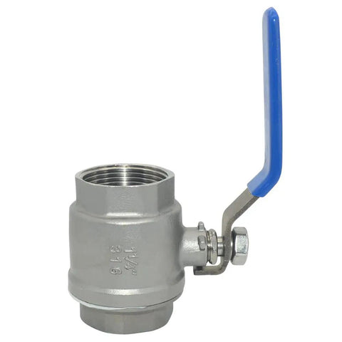 1-1/4 Inch 316 Stainless Steel Full Port Ball Valve With Vinyl Handle For Easy Turn Low Torque Operation Female Connection PTFE Seals