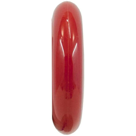 Side view of a single red 80mm 84A wheel from the 8 Pack Inline Skate Wheels 80mm 84A Red For Speed Skating Fitness And Recreational Use High Resilient Grip Snappy Response Durable Alloy Hub No Bearings Included Great For Training And Cruising set.