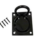 Heavy Duty Steel Flush Ring Pull, 3 Inch By 3-1/2 Inch Face Plate, Matte Black Finish, 2 Pack With Mounting Hardware, Flush Design For A Smooth Surface