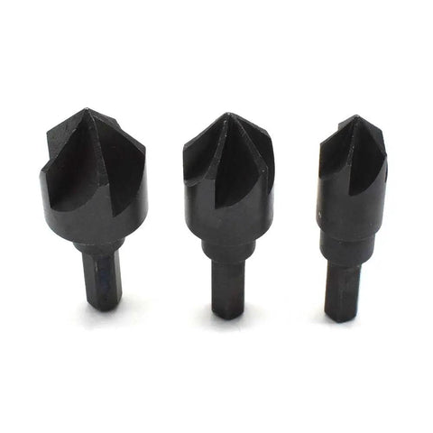 Three In One Countersink Set With Three Interchangeable Cutters For Wood Screws One Half Inch Five Eighths Inch And Three Quarters Inch