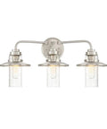 Dover 3 Light Bath Vanity Light Satin Platinum Finish For Modern Bathrooms Easy Install Fixture With Clear Glass Shades