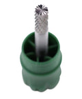 Top view of Cylinder End Tungsten Carbide Burr for Die Grinder Rotary Tool Double Cut with One Quarter Inch Shank and Cut