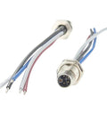 M12 L Code 5 Pin Panel Mount Receptacle Cable IP67 Waterproof Front Flush Mount Rugged Power Connector With Preassembled Wires