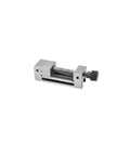 Heavy Duty Cnc Universal Machine Vice With Parallel Jaw Clamp Boasting Tool Steel Guts Replaceable Jaws And V Groove Design side view showing silver alloy steel construction.