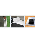 Heavy Duty Self Stick Roll Roofing Gray Waterproof Peel and Seal Tape for RV Trailer Homes Low Slope Pitch Roofs Killer Seal showing application process.
