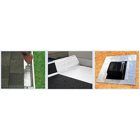 Heavy Duty Self Stick Roll Roofing Gray Waterproof Peel and Seal Tape for RV Trailer Homes Low Slope Pitch Roofs Killer Seal showing application process.