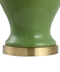 Base of Teal Ceramic Ginger Jar Table Lamp 33 Inch Modern Traditional LED Bulb Included White Linen Shade Perfect For Living Room Bedroom Entryway Vibe With Warm Soft Glow