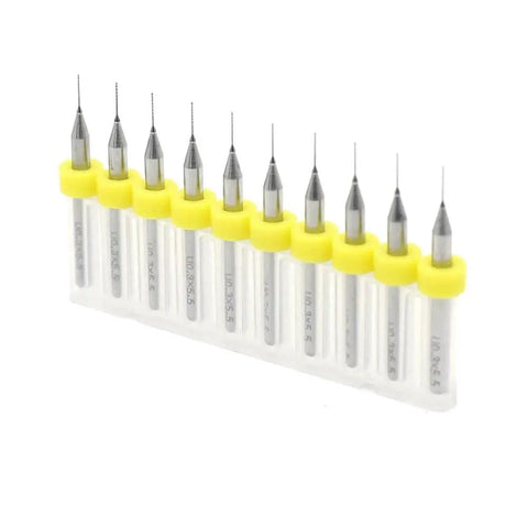 Ultra Sharp Carbide PCB Drill Bits Kit With 0.3mm And 0.35mm Micro Twist Drills, 10 Pieces Displayed In Holder
