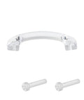 Set Of 6 Clear Acrylic Cabinet Handle Pulls With Arch Design, 3.3 Inch Total Length, 2.6 Inch Center To Center Mounting Holes, Includes Mounting Screws