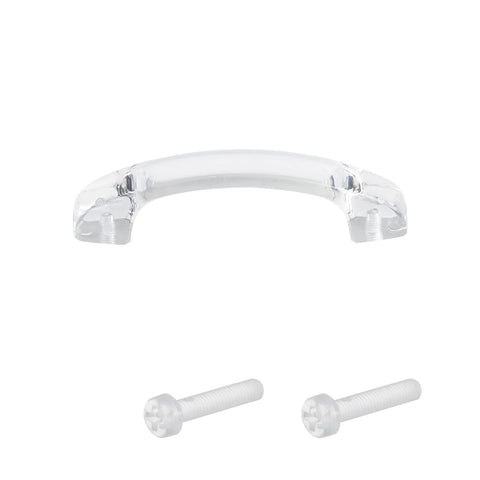 Set Of 6 Clear Acrylic Cabinet Handle Pulls With Arch Design, 3.3 Inch Total Length, 2.6 Inch Center To Center Mounting Holes, Includes Mounting Screws