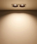 WKNHHL 5 Pack Led Integrated Downlight Double Head Recessed Lighting Kit - 14W/24W, white finish, installed in ceiling.