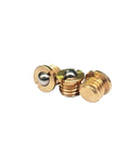 Built Tough Brass Flange Spring Ball Plungers Paired With Press Fit Wave Screws M4 Through M16 fasteners in a close-up view.