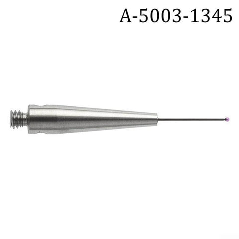 M2 CMM probe, side view, 0.5mm carbide ball tip, 20mm length