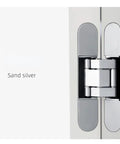 Three Dimensional Invisible Door Hinge For Wooden Doors Hidden Hinge For Foldable Blind Doors 180 Degree Sand Silver