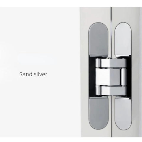 Three Dimensional Invisible Door Hinge For Wooden Doors Hidden Hinge For Foldable Blind Doors 180 Degree Sand Silver