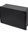 Kickass Abs Black Electrical Junction Box IP65 Waterproof Outdoor Enclosure For DIY Projects With Cable Glands measuring 10.35 by 7.17 by 3.74 inches, showing the back view.