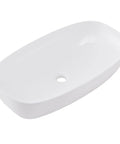 28x15 Inch Oval Porcelain Vessel Sink White Ceramic Above Counter Bathroom Basin For Vanity Cabinet Modern Sleek Oval Bowl