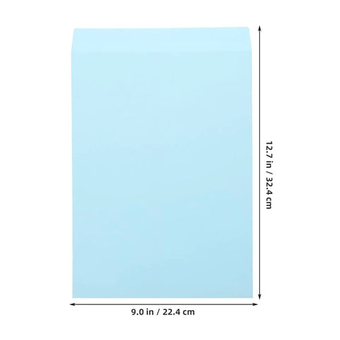 Self Adhesive Light Blue Envelopes 15 Pack For Letter Sized Documents Thickened Paper Pockets Easy To Use For Office Filing Bags And Privacy Protecting Document Storage, displayed with dimensions