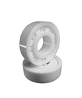2 Pack Mixed Ceramic Ball Bearings For Fishing Reels SMR115 5X11X4MM shown stacked, white ceramic material, front view