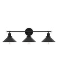 Upgrade 32 Inch Black Bathroom Light Fixture With 3 Light Vanity Lights Dope Rustic Matte Black Farmhouse Style Industrial Modern Vanity Lighting Over Mirror Sconce, featuring three industrial matte black shades, wall-mounted sconce view
