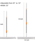 Pro Grade 32 Inch Flat Mop System With Aluminum Telescopic Handle showing adjustable height and 32-inch wide mop head