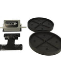 Real Heavy Duty Coming Measuring System With Digital Counter And Two Half Meter Wheels Mounted On A Swivel Hinged Bracket.