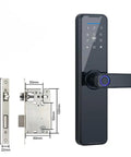 Top Shelf Keyless Fingerprint Smart Door Lock With Rain Ready Waterproof Design And Slick Remote Photo Control App For Zero Hassle Home Security And Bulletproof Deadbolt Protection, showing the digital keypad and deadbolt shape.