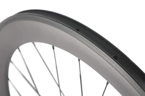 Close-up of Road Ready Turbo Carbon Wheelset 38 50 60 88mm For 700c Clincher 23mm Wide UD Matte Finish Aero Rim Set Built For Speed