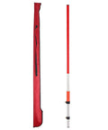 Score This Awesome Two Tone Aluminum Rod Kit With Quick Lock Ideal For Rotary Laser Level Elevation Measurements Absolute And Differences Up To 7.87 Feet With Dual Scales Carry Bag Included, with measuring rod and red carry bag.