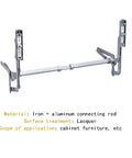 Vertical Lift Operated Hinge Set for Overhead Cabinets with Silent Upward Slide and Forward Translation, iron and aluminum