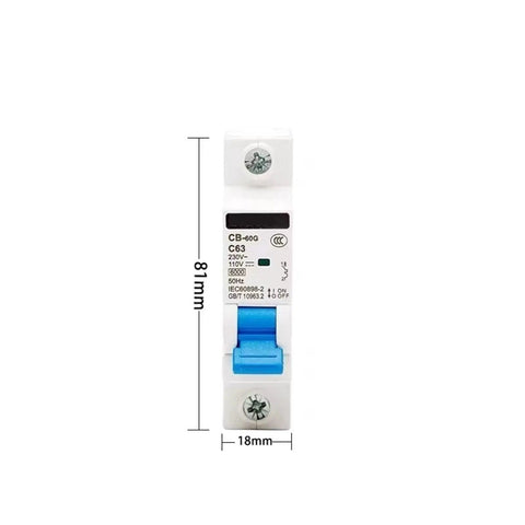 Beefy 125A 100A 80A Miniature Circuit Breaker With Ground Fault Protection For Ac 230V And Dc 60V Two Pole Electrical Safety Switch side view with dimensions