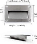 Dimensions of Concealed Recessed Flush Pull Handle 2-Pack Stainless Steel Hidden Flat Sliding Door Pulls, 5x3.25in, side view included.