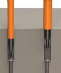 Slim Tip Insulated Screwdriver Set 1000V, 4-Piece Built For Tight Spots And Quick Electrical Work with visible screwdriver tips.