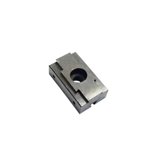 Knockout Precision CNC Wedge Vise With Rock Solid Clamping Block For Multi Station Machining Quick Swap Aluminum And Steel Fixtures Tight Grip Workholding Tool, close-up view of a steel clamping block.