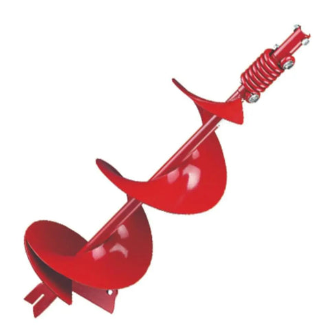 Refurbished 10In Fish Tail Point Auger Bit for Earth Digging Built to Last Heavy Duty Drill Bit, red steel, side angle view
