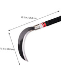 Manganese Steel Weeding Sickle Set Lightweight Garden Tool For Fast Grass Cutting And Weeding, dimensions showing blade and handle